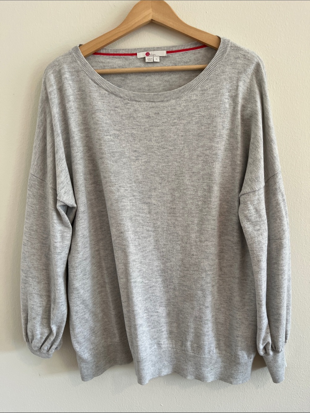 Boden Light Gray Scoop Neck Pullover Sweater